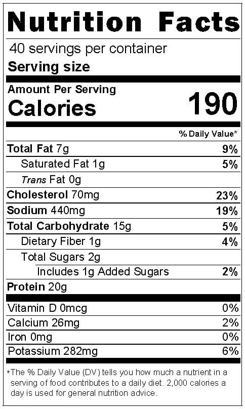 7014 Nutrition Label