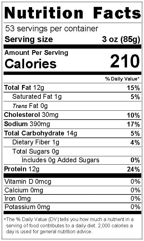 1501 nutrition label